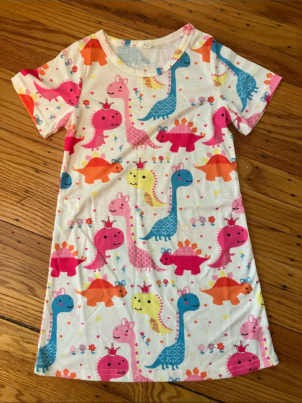 Kids Dino Print Short Sleeve dress - Pink & Blue